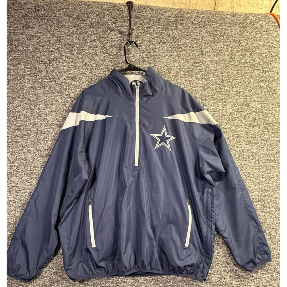NFL Dallas Cowboys Mens XXL Navy Blue Quarter Zip Windbreaker Jacket Star Logo